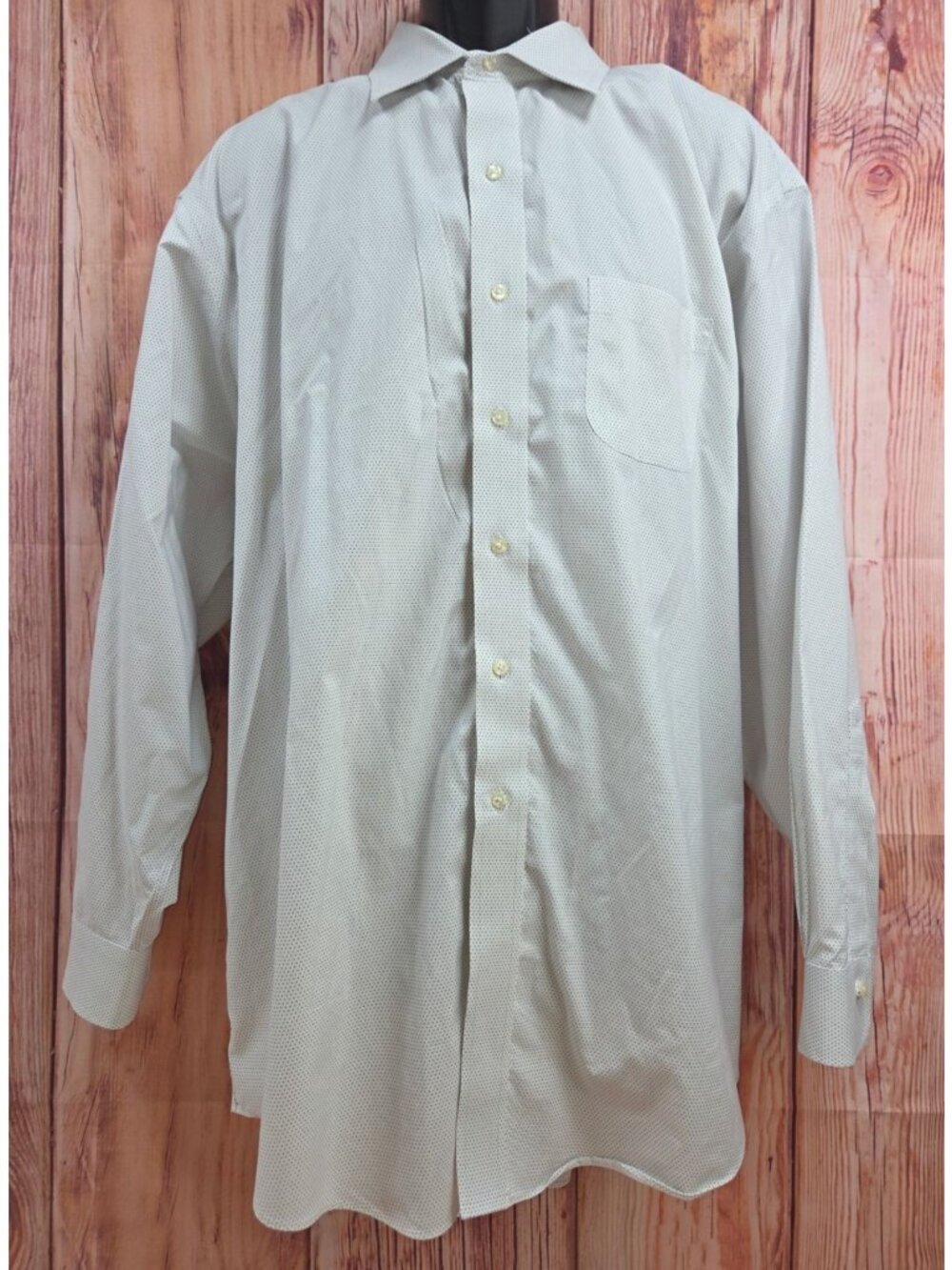 Brooks Brothers Madison Fit White Dress Shirt 18-35 Non-Iron Stretch Polka Dot